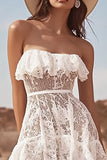 Robe de graduation en dentelle blanche High-Low A Line
