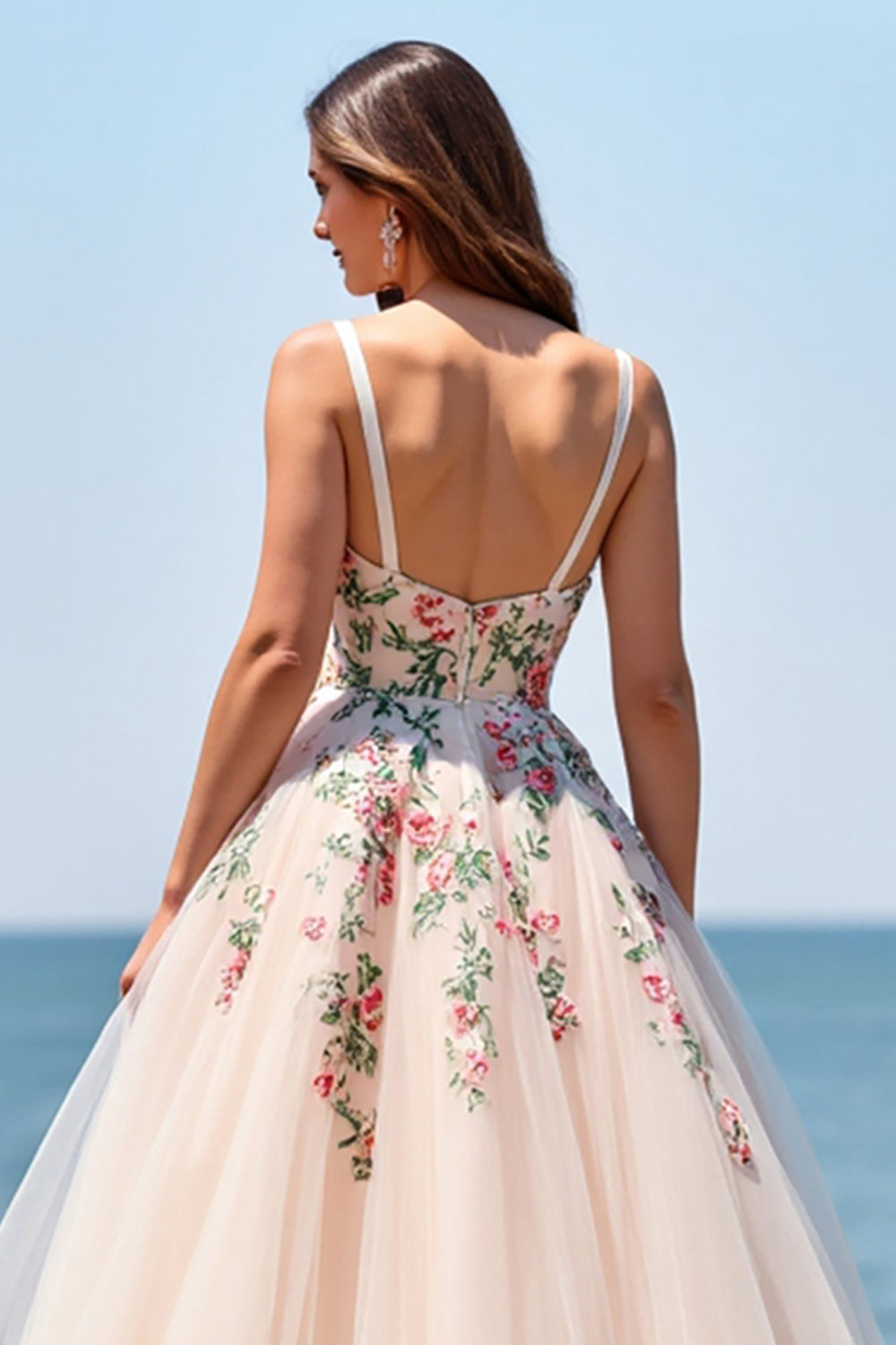 Tulle fard à joues une ligne Boho longueur au sol brodé robe de mariée