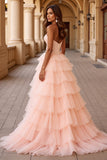 Blush A Line Tulle Robe de Bal à Volants