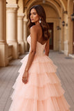 Blush A Line Tulle Robe de Bal à Volants