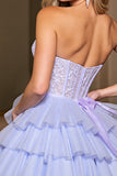Lavande Une Ligne Corset Tulle Robe de Retrouvailles