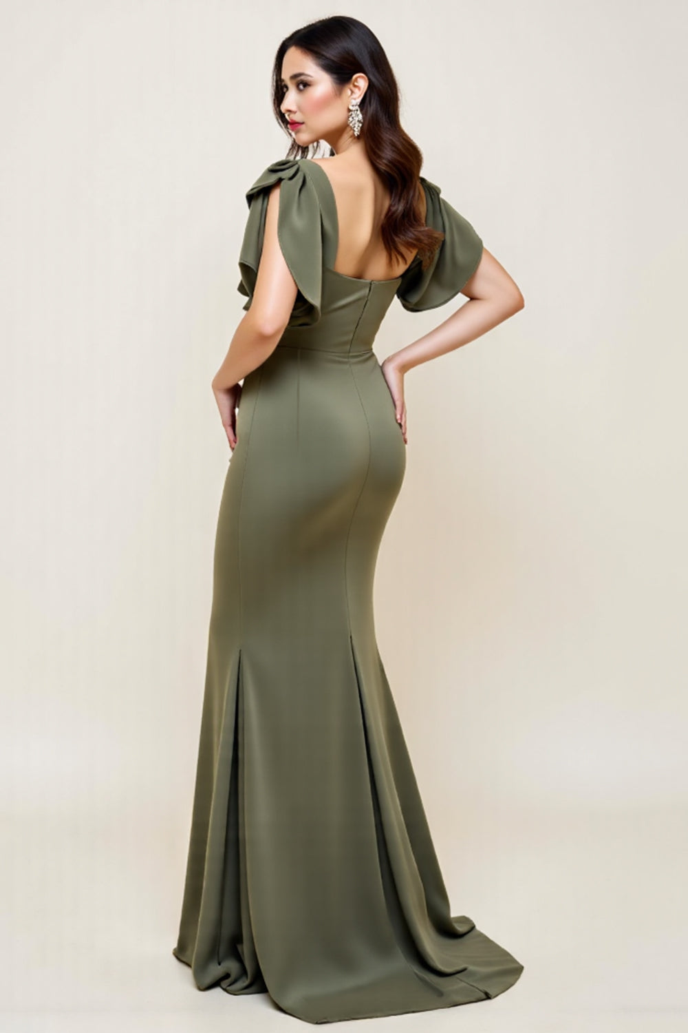 Olive fourreau Long Plus Size Mère De La Mariée Robe