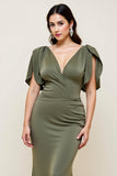 Olive fourreau Long Plus Size Mère De La Mariée Robe