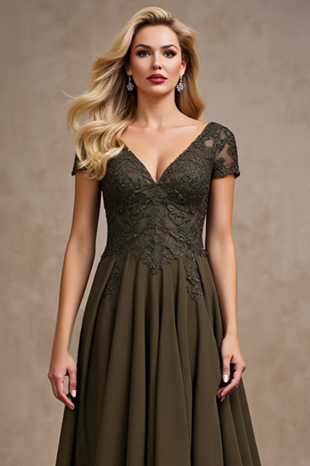 Robe de mère de la mariée asymétrique en satin olive haute basse
