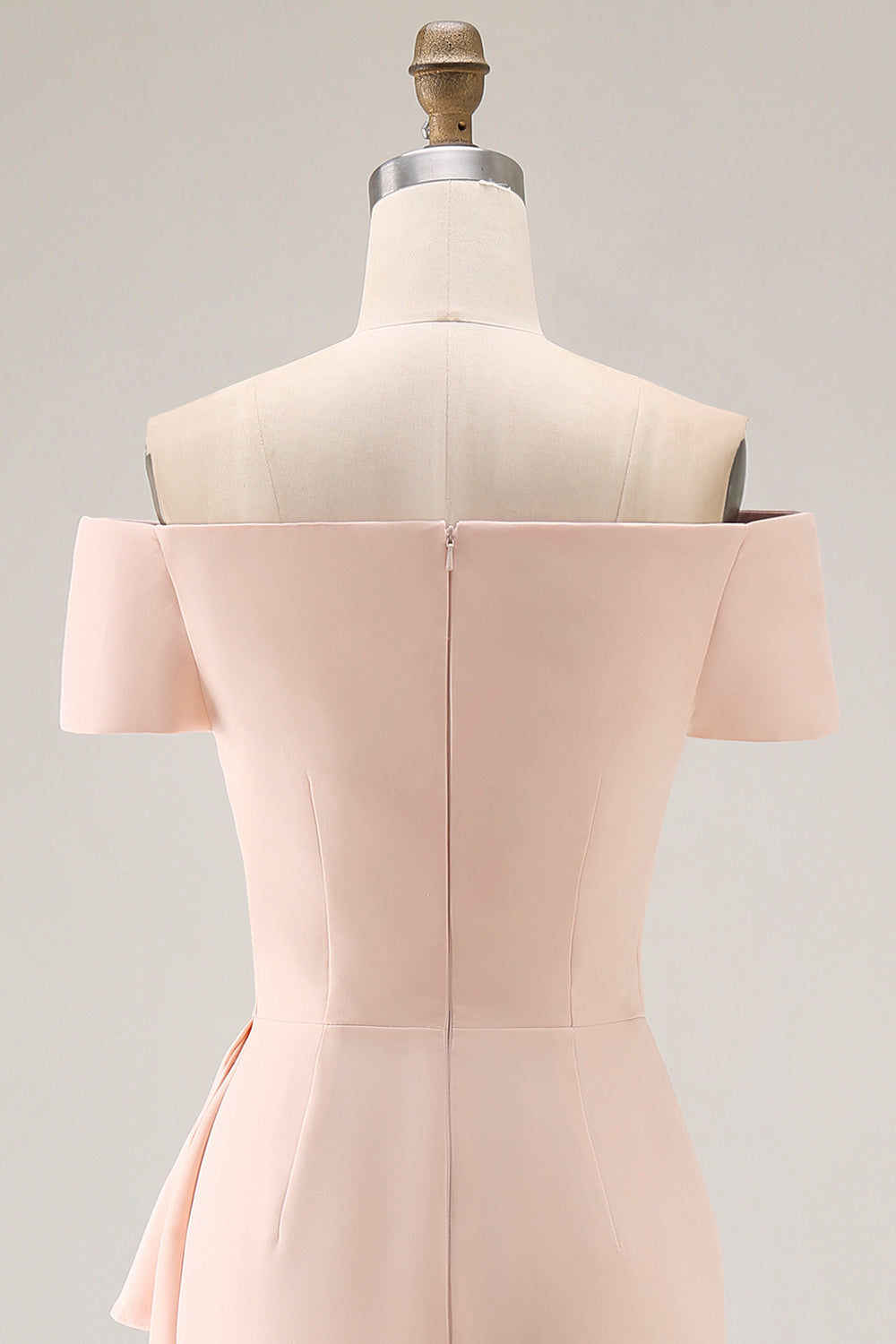 Epaisson Dénudé Fourreau Abricot Froncé Midi Robe Mère de la Mariée avec Fente