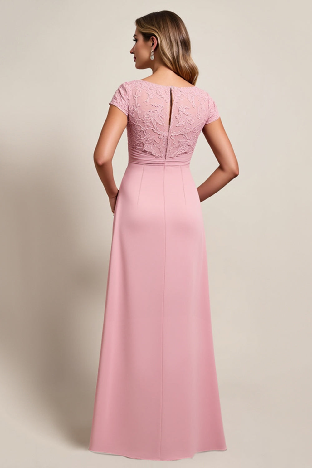 Blush High Low Ruched Robe de la mère de la mariée avec appliques