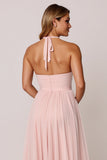Halter Candy Pink Une ligne Robe de demoiselle d’honneur sans manches