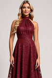Robe de demoiselle d’honneur en dentelle Halter Cabernet A Line