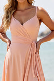 Sunset Chiffon Une Ligne Longue Robe de Demoiselle D’honneur Avec Fente