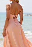 Sunset Chiffon Une Ligne Longue Robe de Demoiselle D’honneur Avec Fente