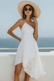 A Line One Shoulder Lace Robe de Graduation Blanche