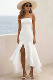 Robe de mariée bustier en satin blanc simple boho