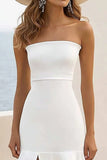 Robe de mariée bustier en satin blanc simple boho