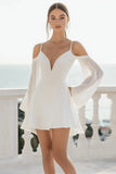Robe de graduation A Line White Cold Shoulder