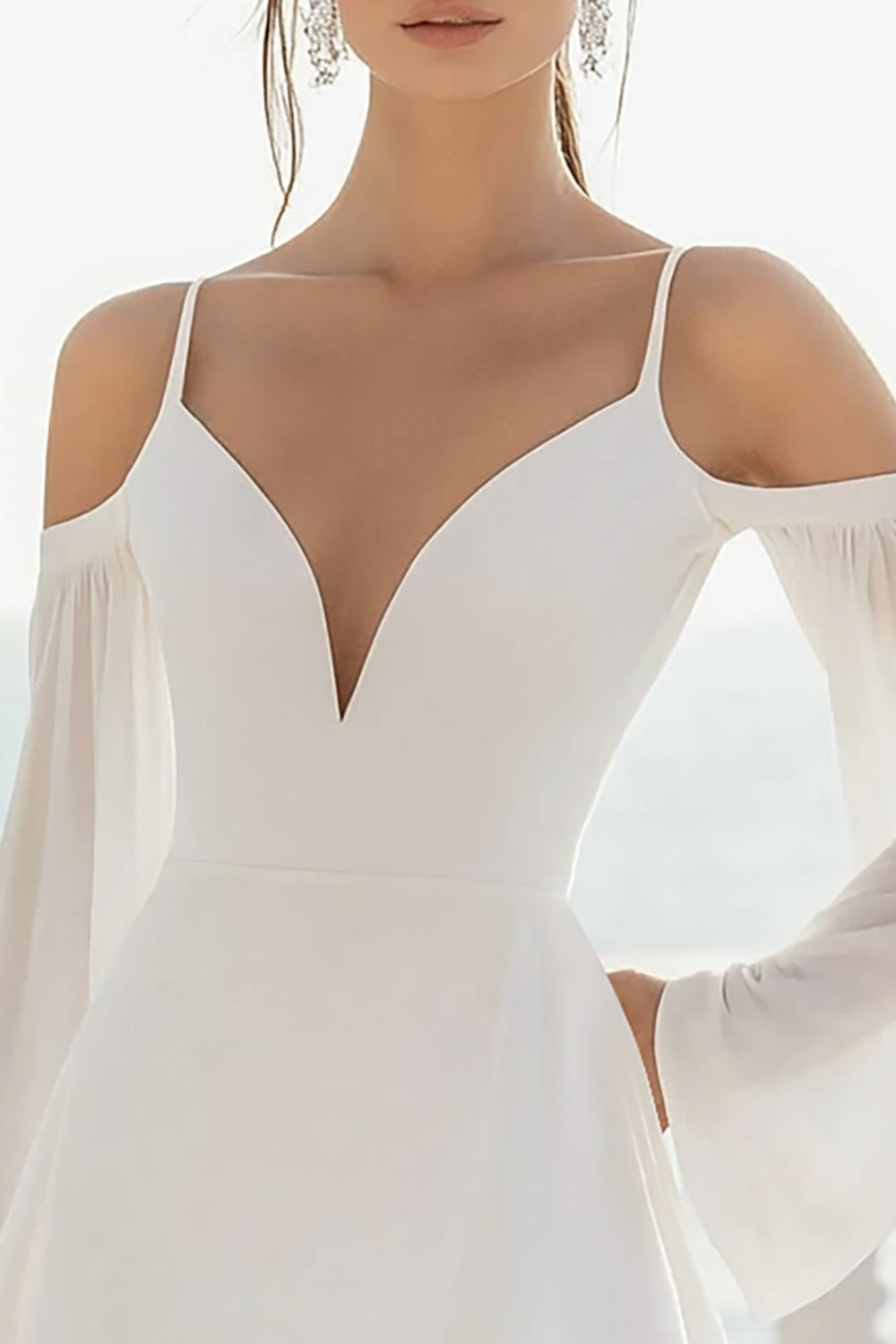 Robe de graduation A Line White Cold Shoulder