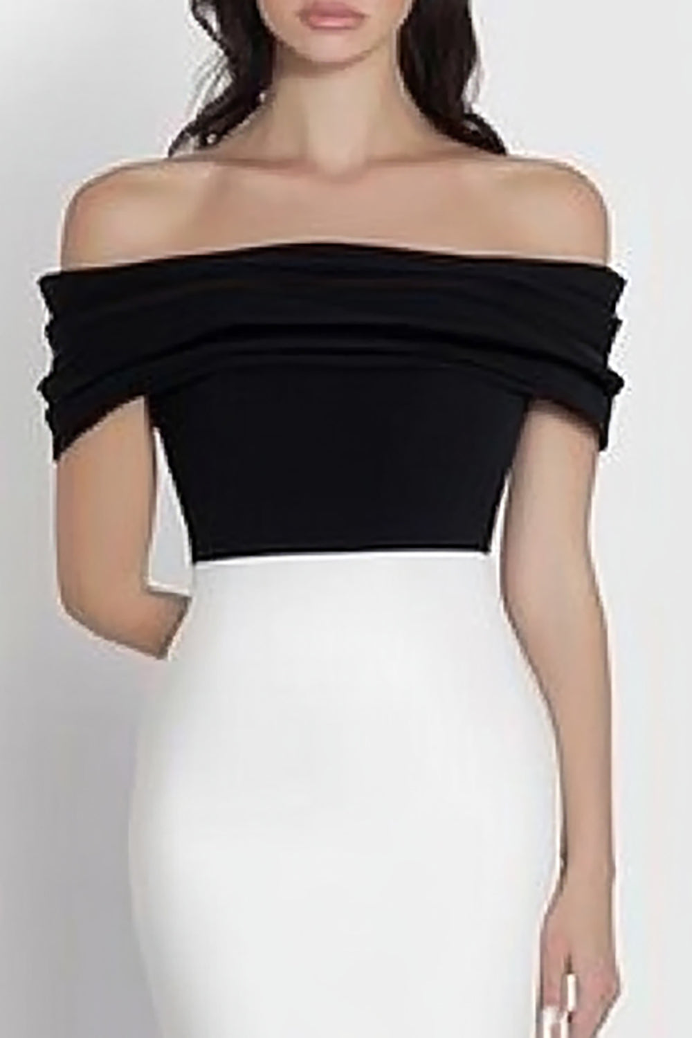 Robe formelle sirène blanche à épaules dénudées