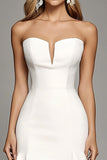 Robe de travail bustier en satin ivoire