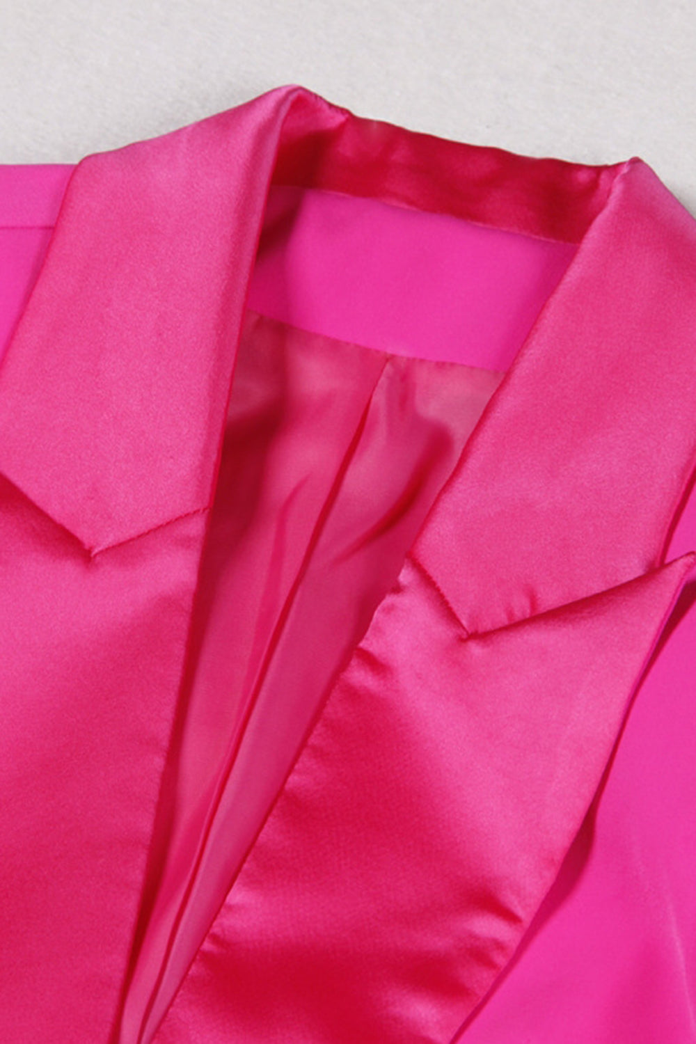 Fuchsia 2 Pièce Peak Lapel Femmes Costumes de Bal avec Plume