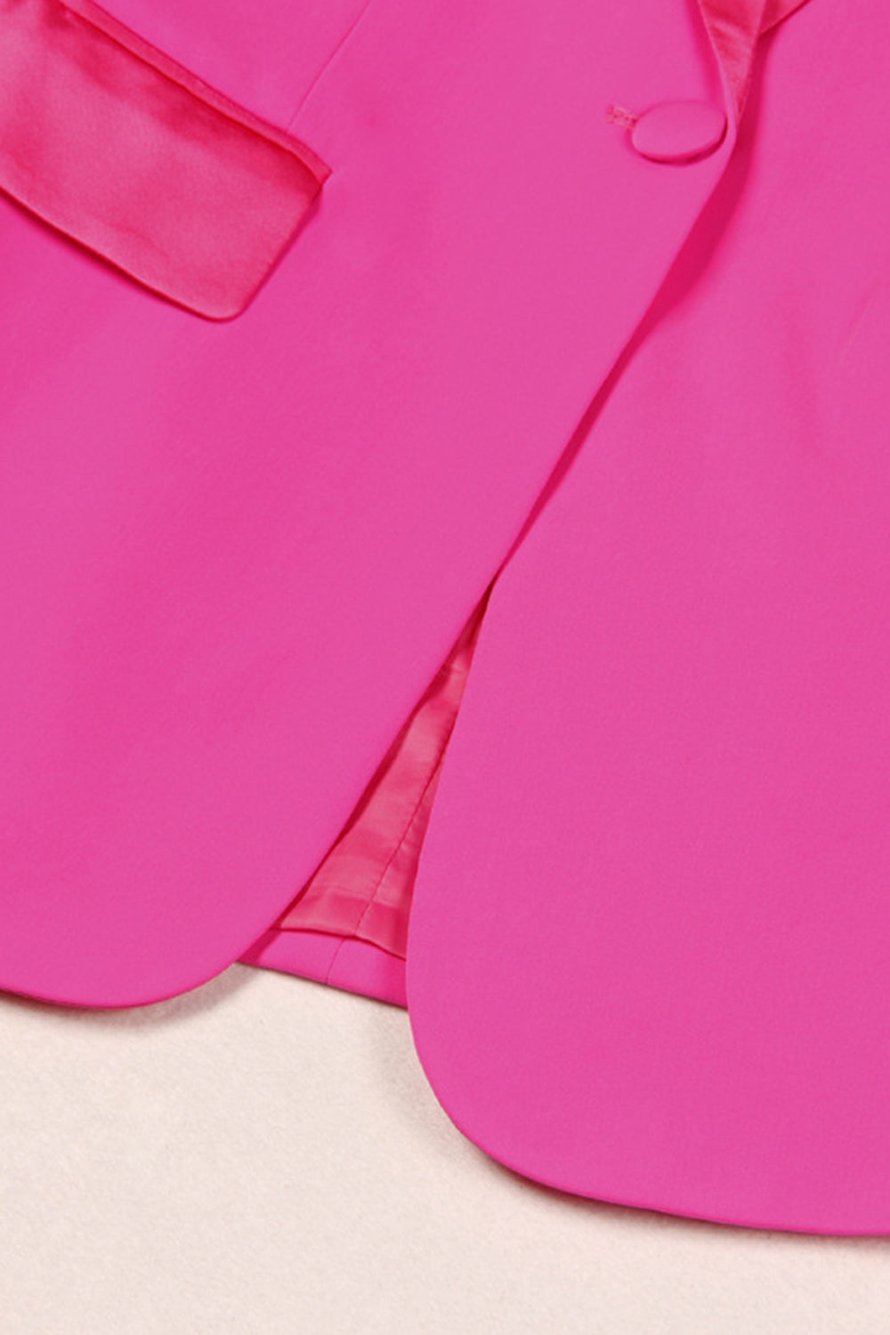 Fuchsia 2 Pièce Peak Lapel Femmes Costumes de Bal avec Plume