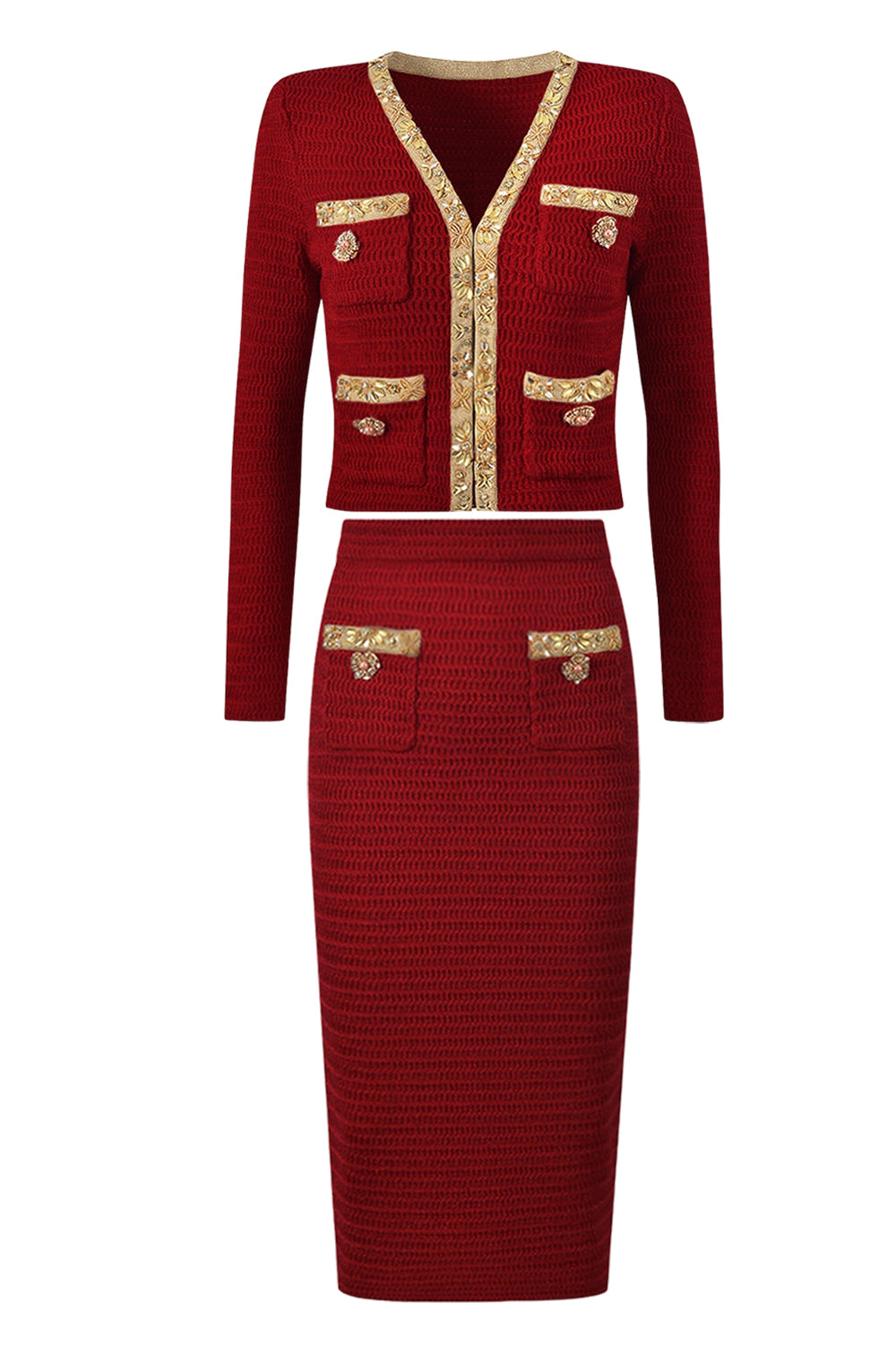 Noir 2 Pièces Femmes Costumes avec Strass