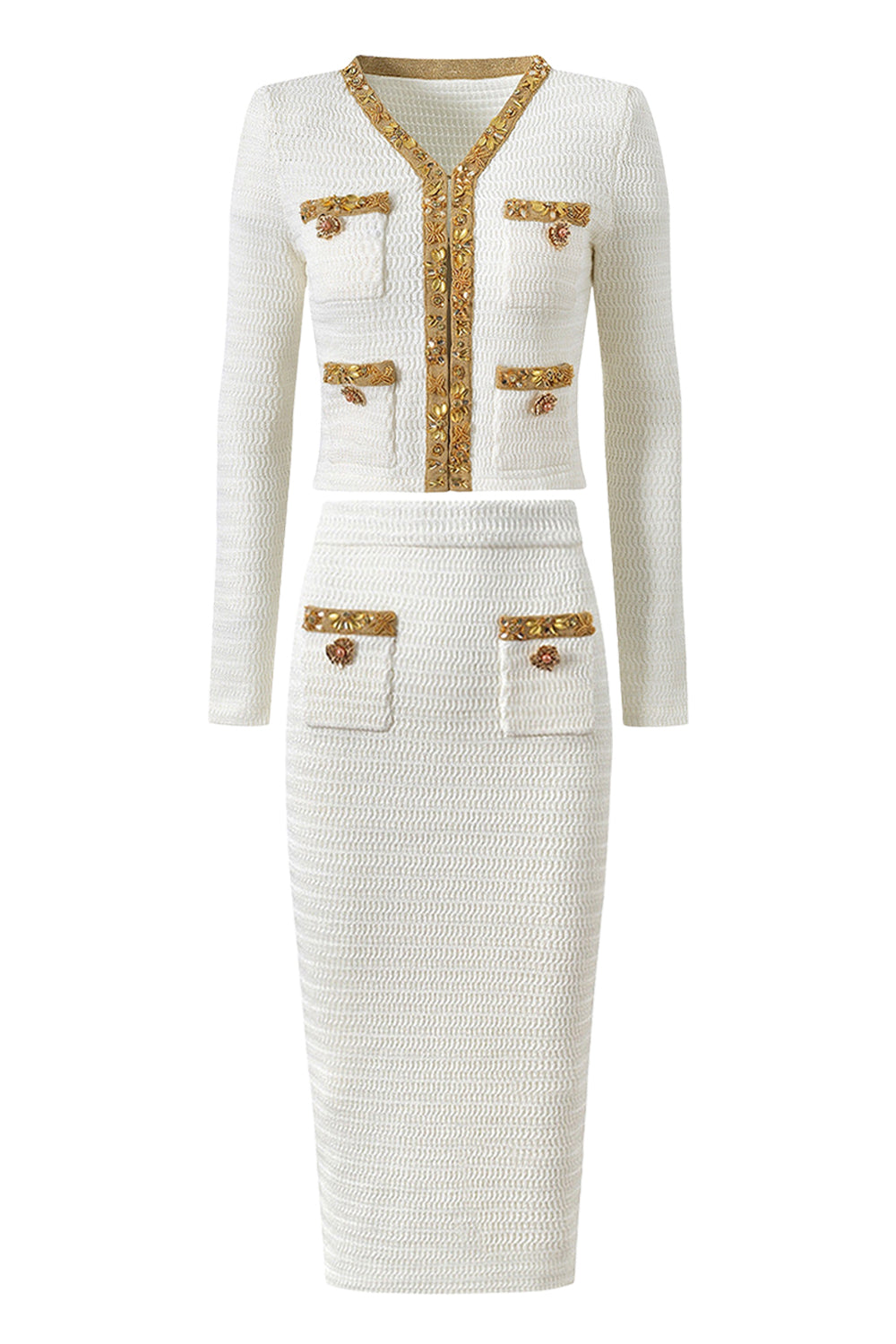 Noir 2 Pièces Femmes Costumes avec Strass