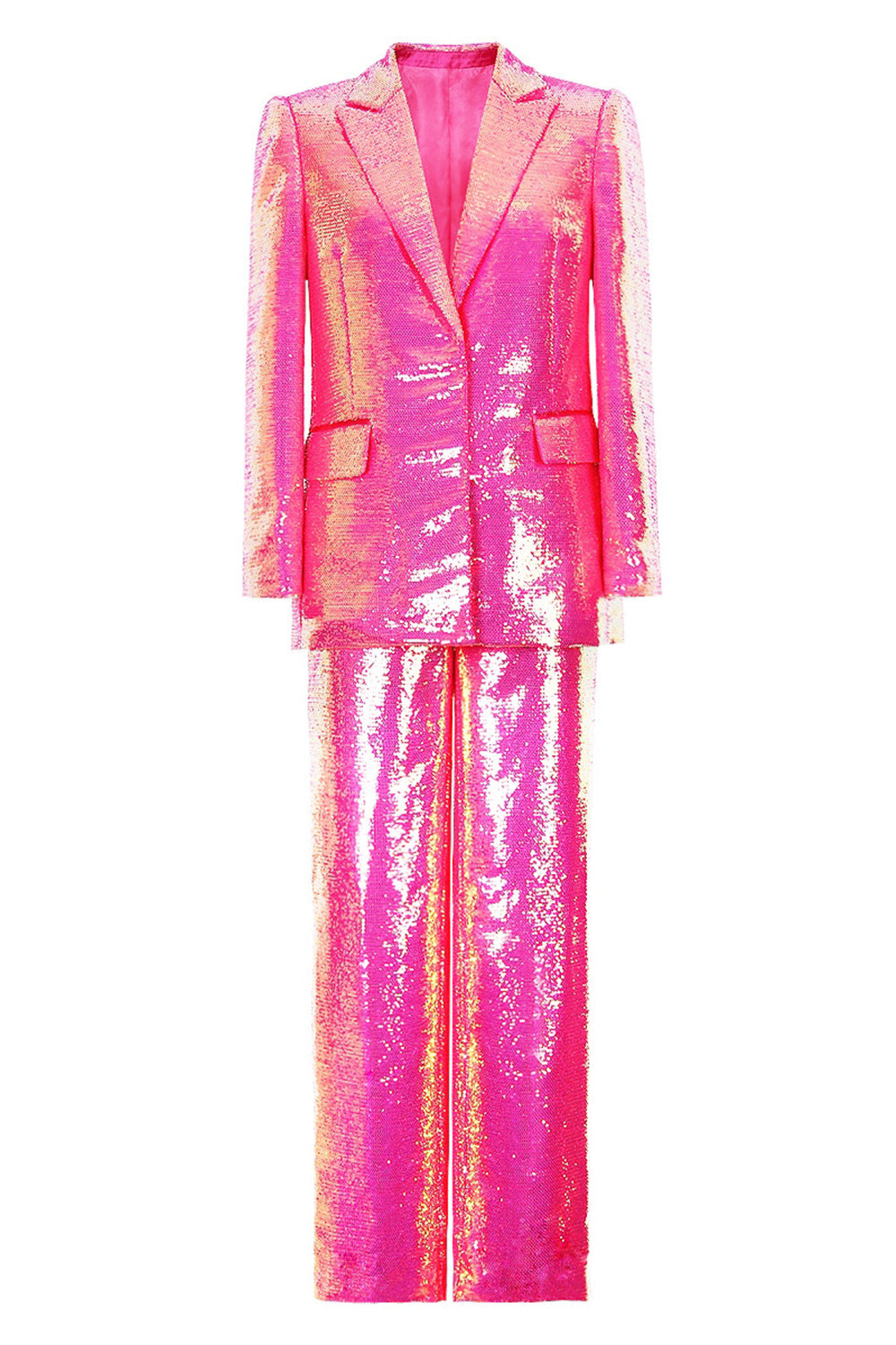 Sparkly Fuchsia 2 Piece Peak Lapel Femmes Costumes avec Poches