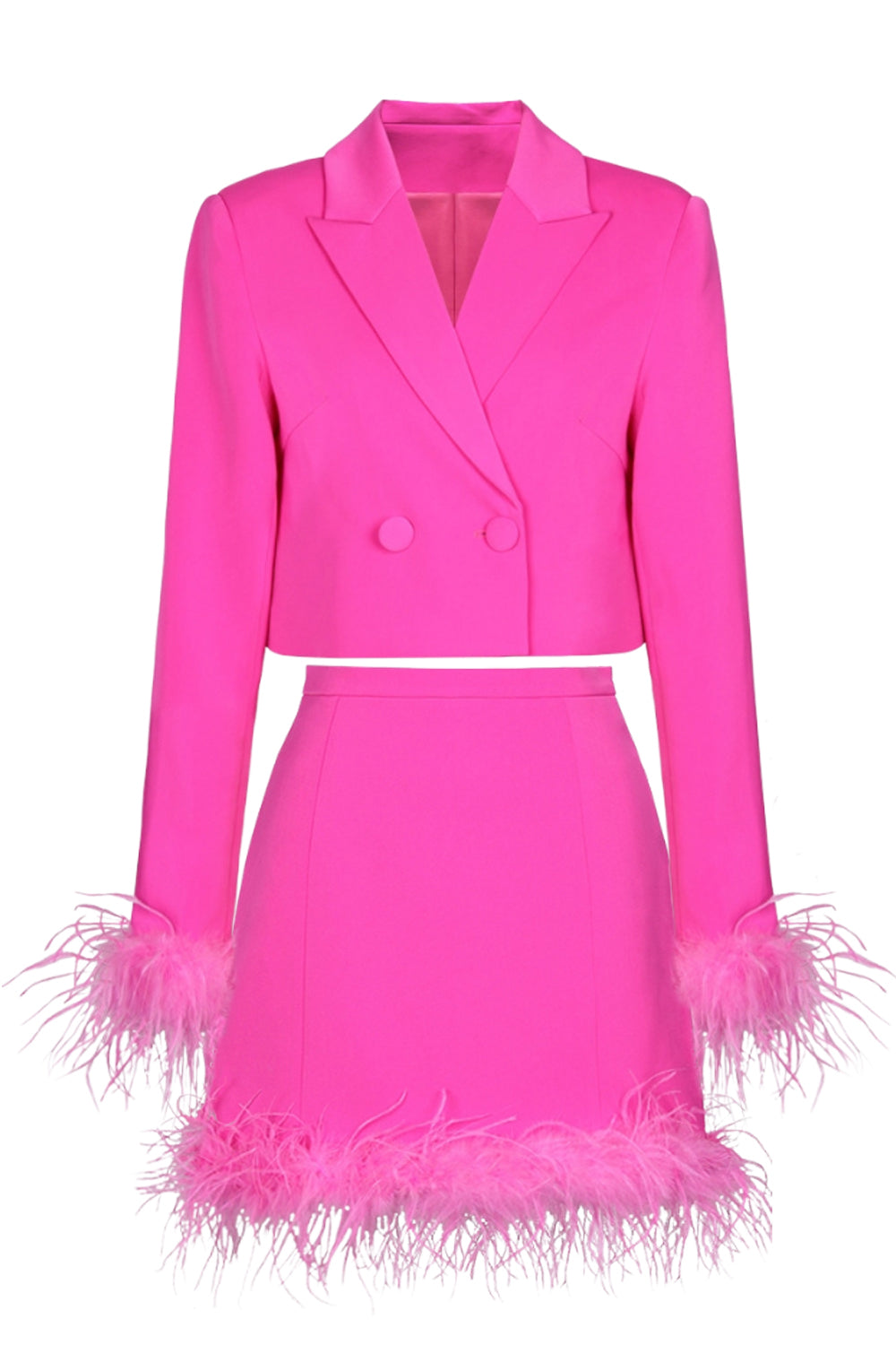 Noir 2 Pièce Peak Lapel Short Femmes Bal Costumes avec Plume