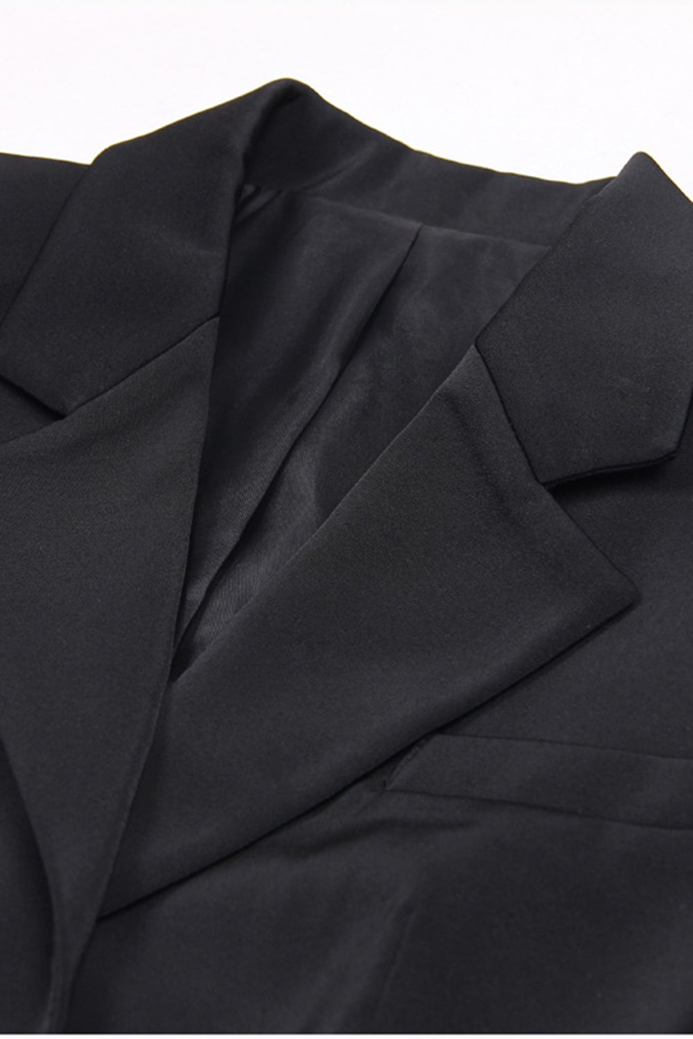 Noir 2 Pièce Cranté Revers Femmes Costumes de Bal avec Plume