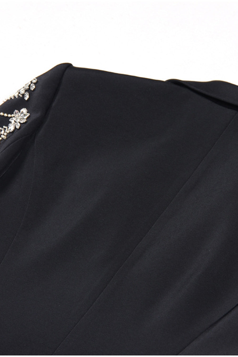 Sparkly noir pic revers simple boutonnage femmes bal blazer avec strass