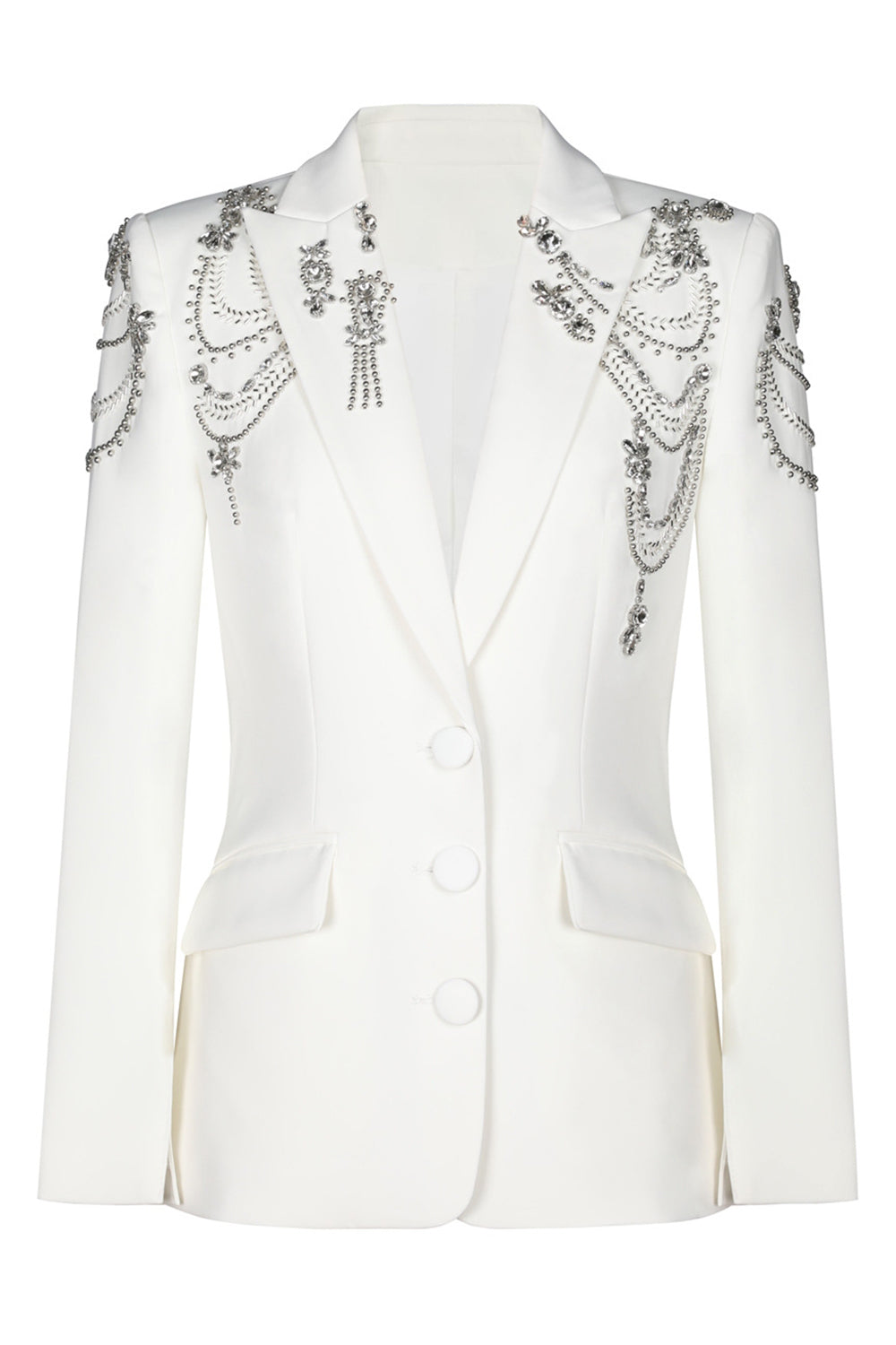 Sparkly noir pic revers simple boutonnage femmes bal blazer avec strass