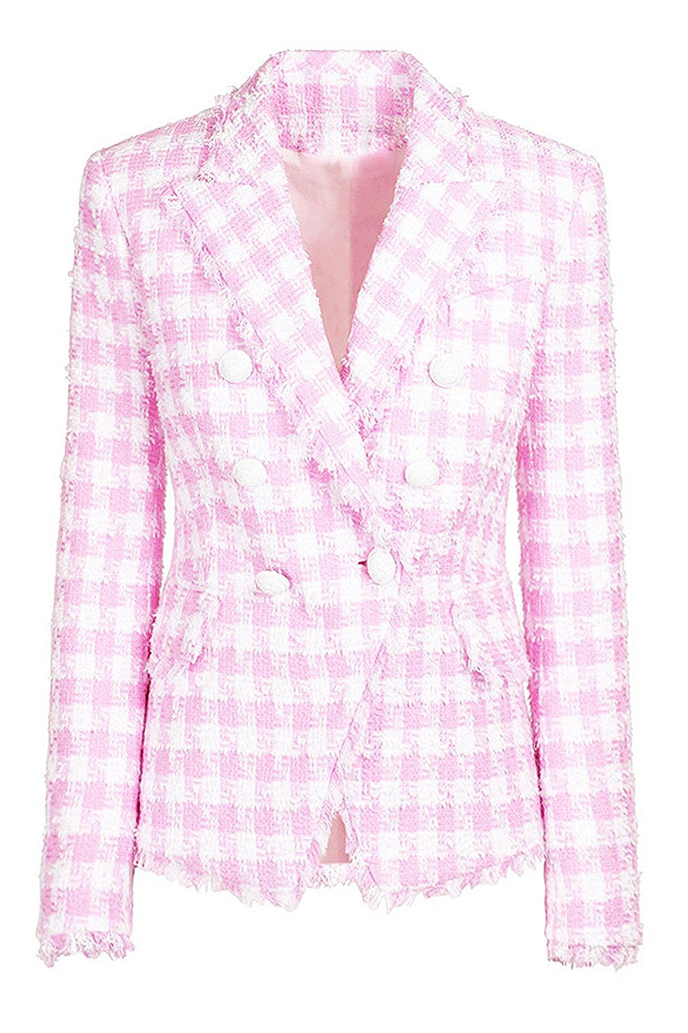 Rose 2 Pièce Pointe Revers Double Boutonnage Femmes Bal Costumes Avec Poches