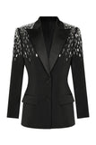 White Peak Lapel Single Breasted Femmes Bal Blazer avec Paillettes