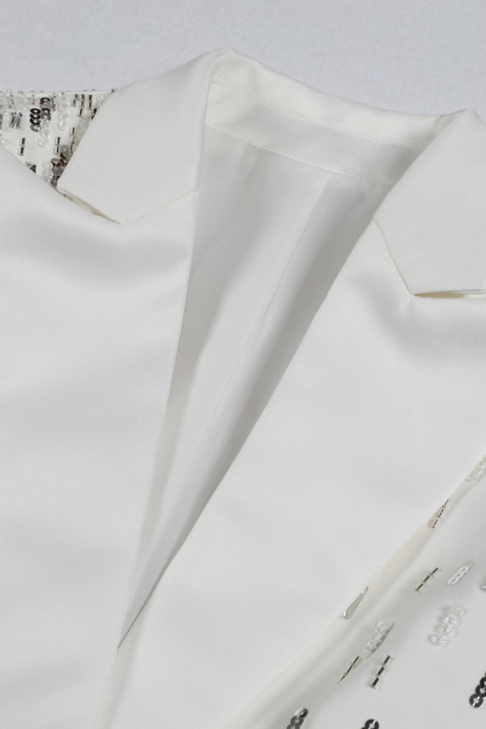 White Peak Lapel Single Breasted Femmes Bal Blazer avec Paillettes