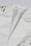 White Peak Lapel Single Breasted Femmes Bal Blazer avec Paillettes
