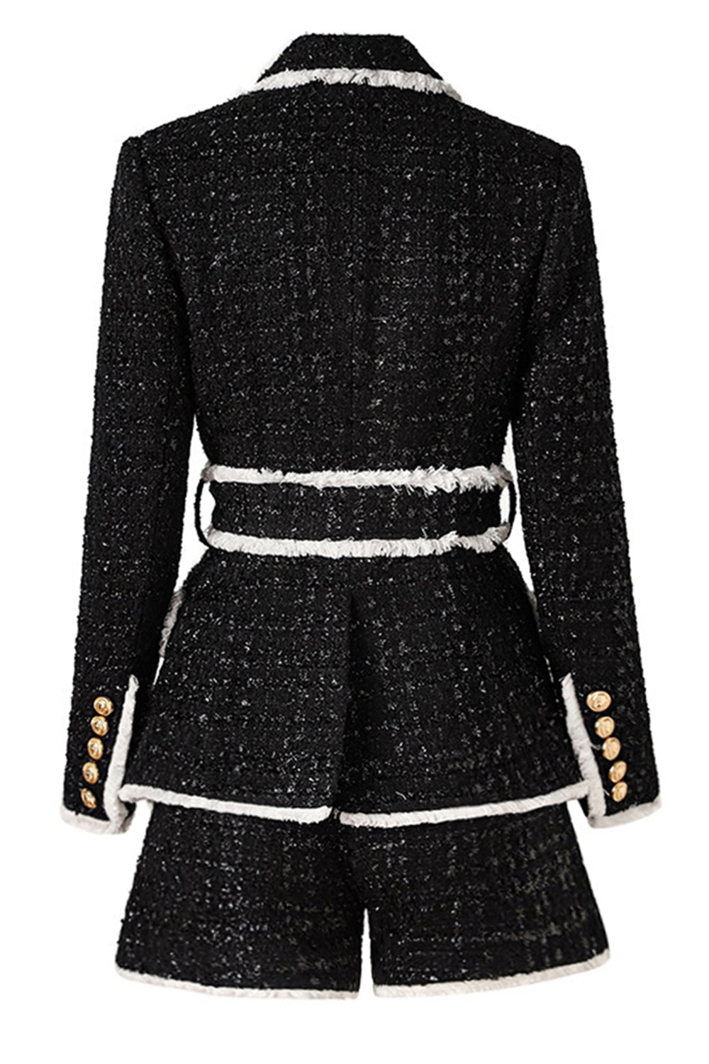 Blanc 2 pièces châle revers double boutonnage femmes bal costumes