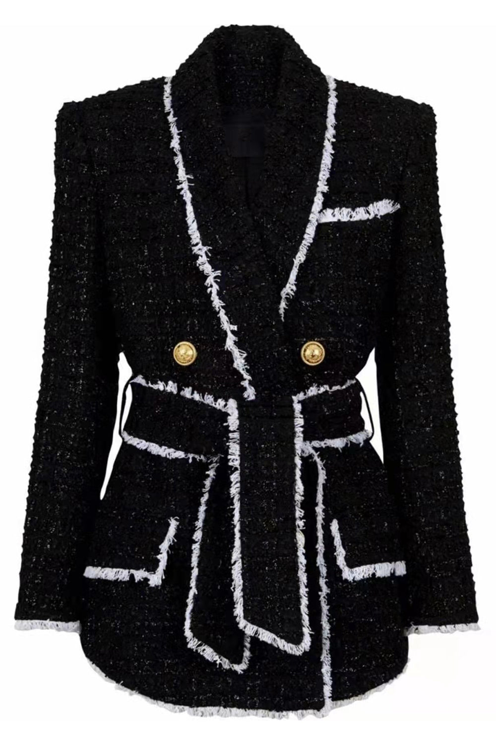 Blanc 2 pièces châle revers double boutonnage femmes bal costumes