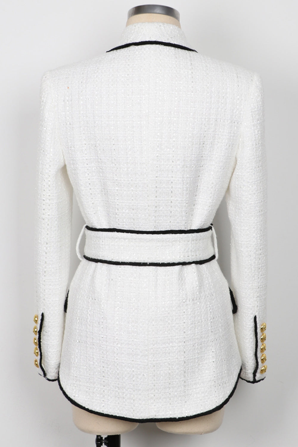 Blanc 2 pièces châle revers double boutonnage femmes bal costumes