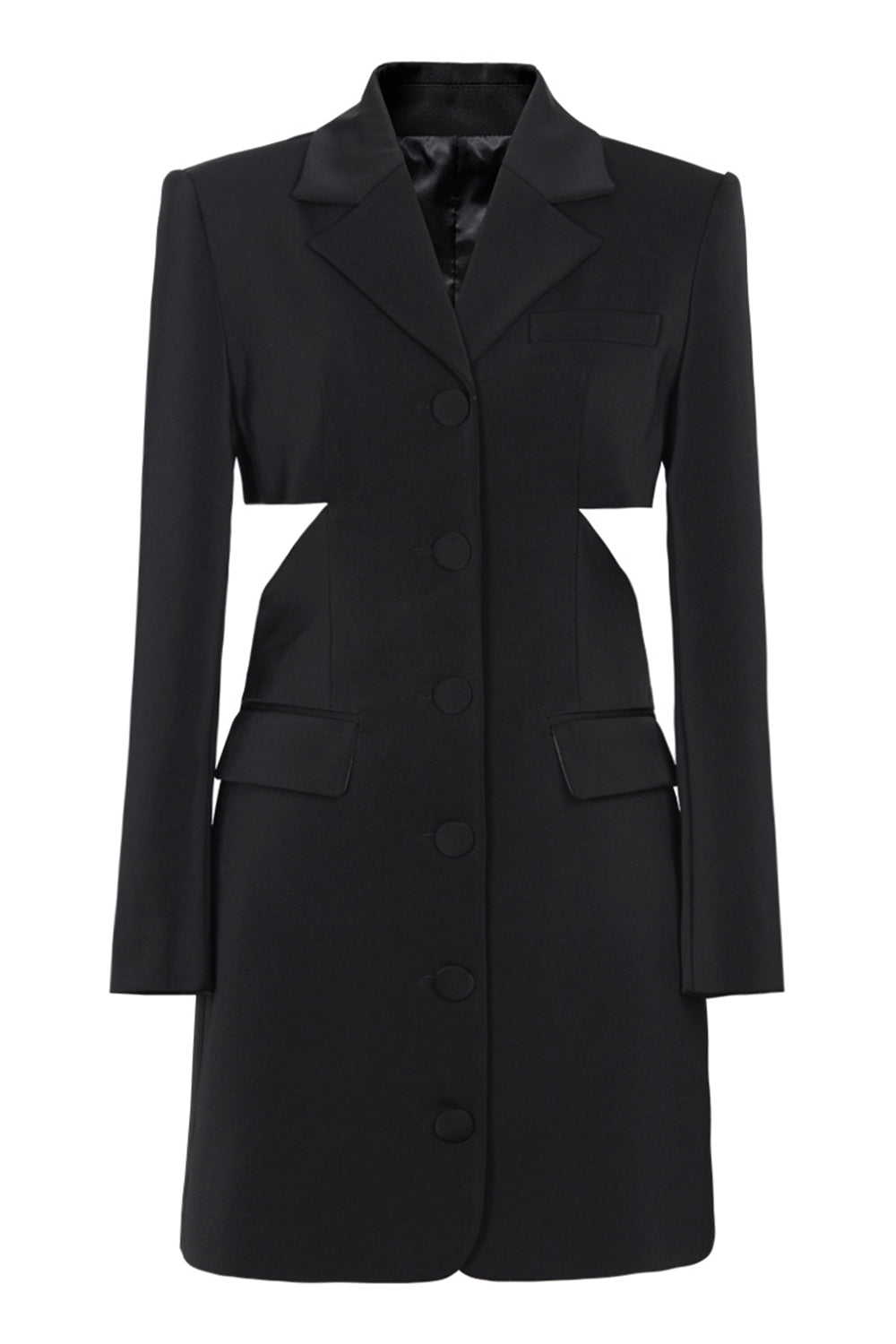 Noir Cranté Revers Découpé Femmes Costumes de Bal Avec Arc