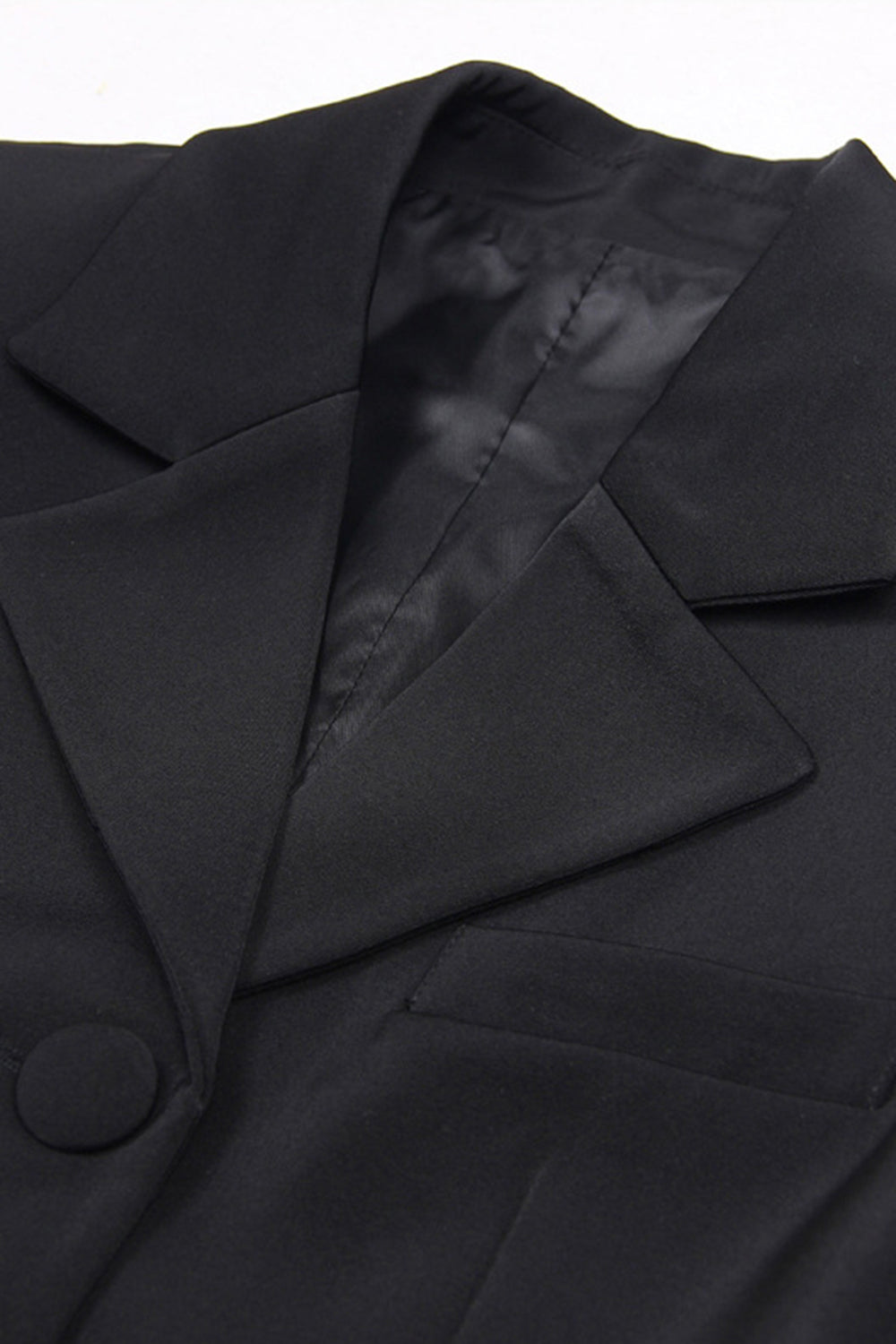 Noir Cranté Revers Découpé Femmes Costumes de Bal Avec Arc