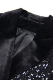 Sparkly noir pailleté pointe revers double boutonnage femmes bal blazer