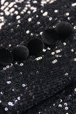 Sparkly noir pailleté pointe revers double boutonnage femmes bal blazer