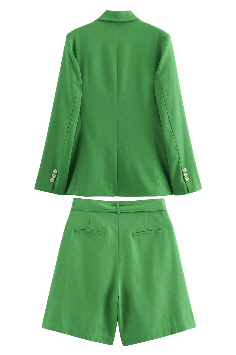 Vert 2 Pièces Pointe Revers Double Boutonnage Femmes Costumes De Bal