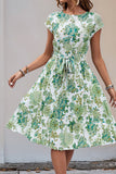 Robe d’été midi à fleurs vertes