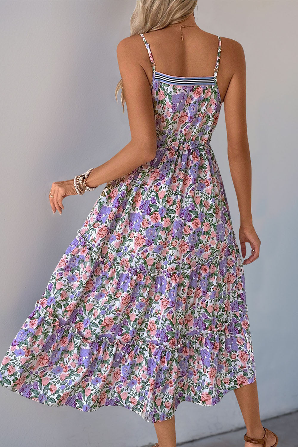 Robe d’été imprimée Purple Floral A Line