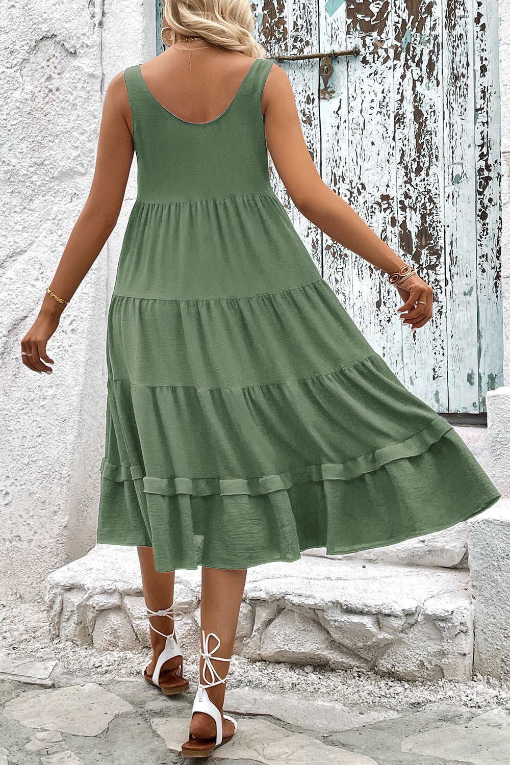 Robe d’été midi simple vert