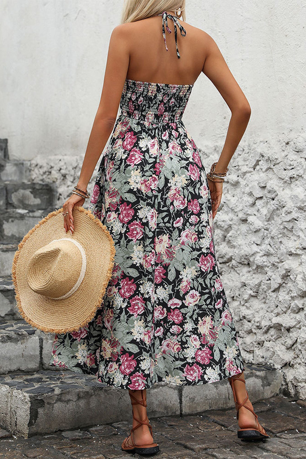 Robe d’été à fleurs imprimée noire