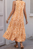 Robe d’été ligne à col en V orange imprimée