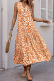 Robe d’été ligne à col en V orange imprimée