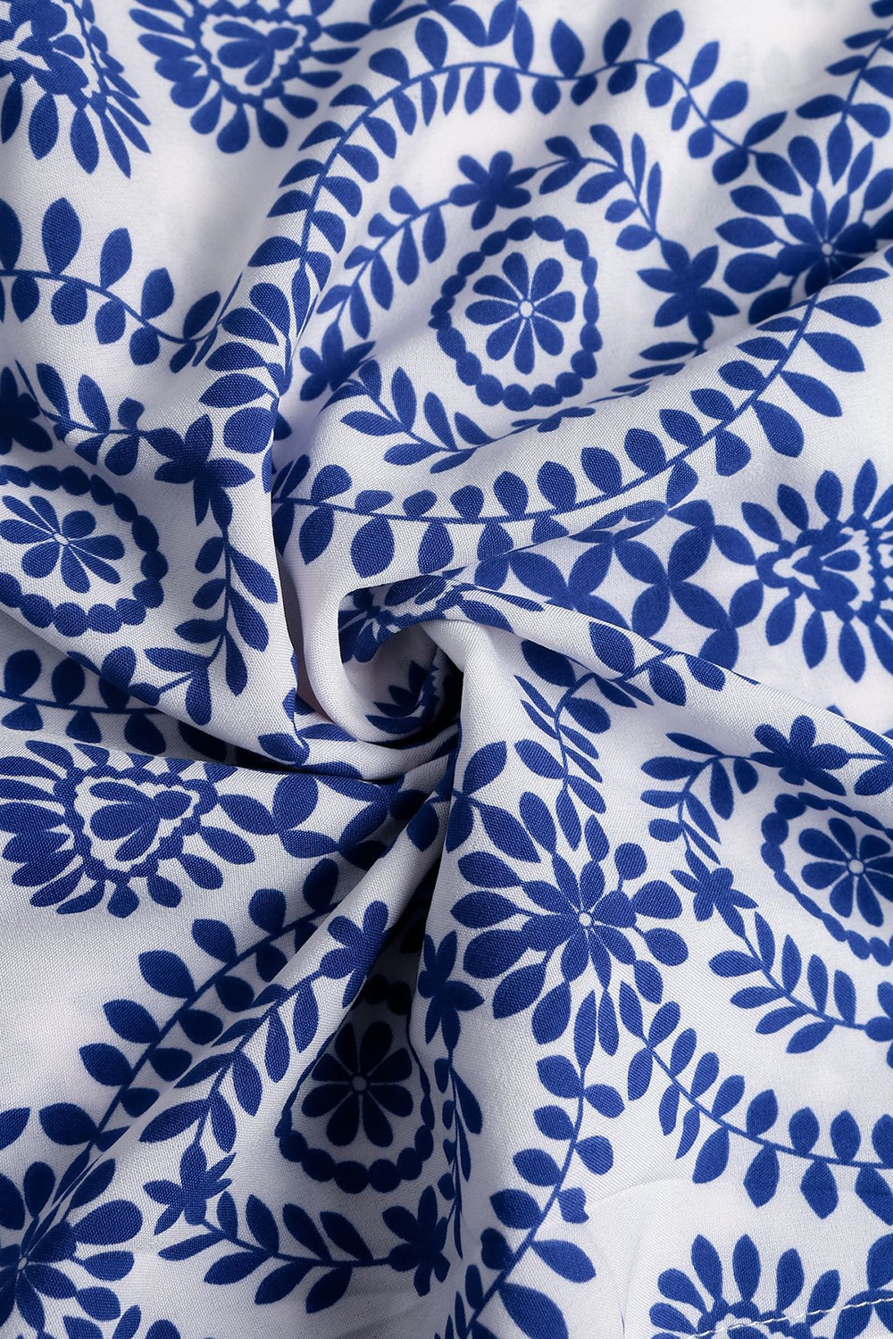 Robe d’été A Line imprimée bleue avec fente