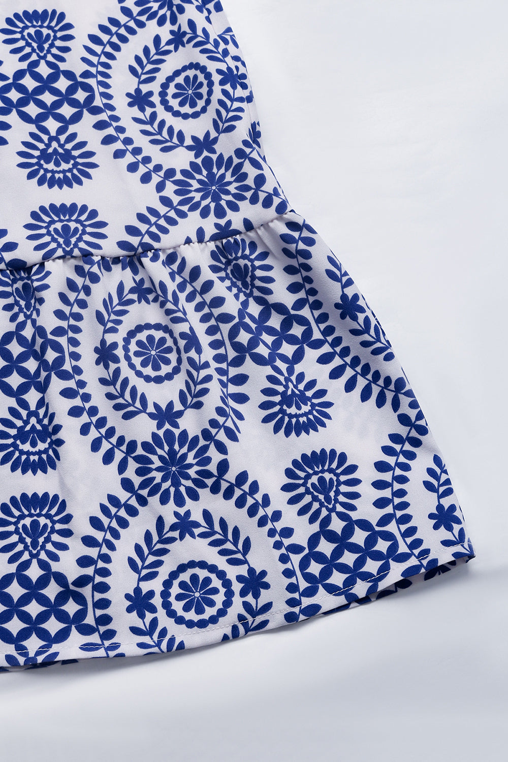 Robe d’été A Line imprimée bleue avec fente